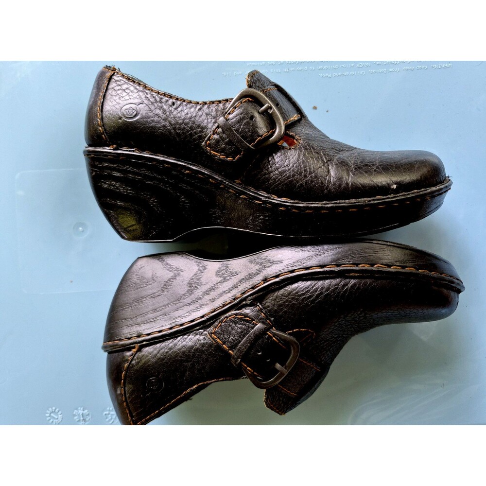 BOC Born Womens Size 9 M/W Black Textured Leather Comfort Clogs Heels